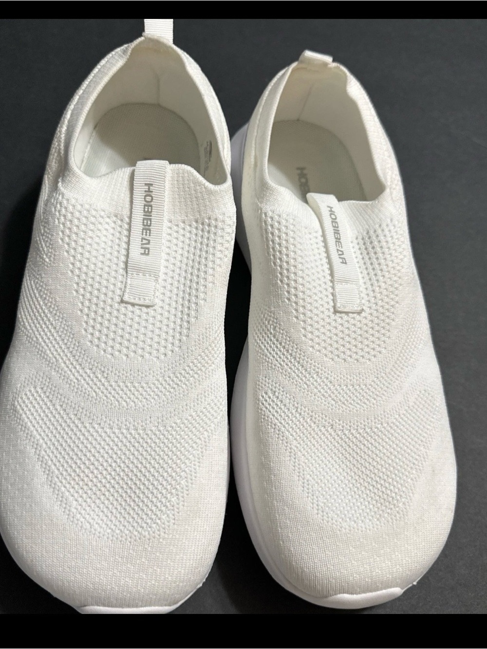 Hobbear Men's White Slip-On Knit Loafers
